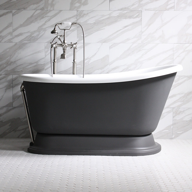 The Tub Studio Donata CoreAcryl Swedish Slipper Pedestal Tub Package Freestanding Soaking